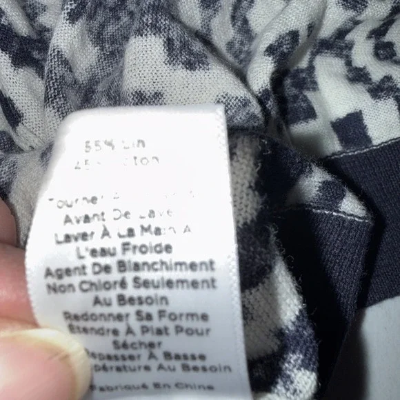 Talbots Womens Linen Knit Cardigan Open Front Sz Lp Beach Lightweight Blue White - Picture 7 of 10